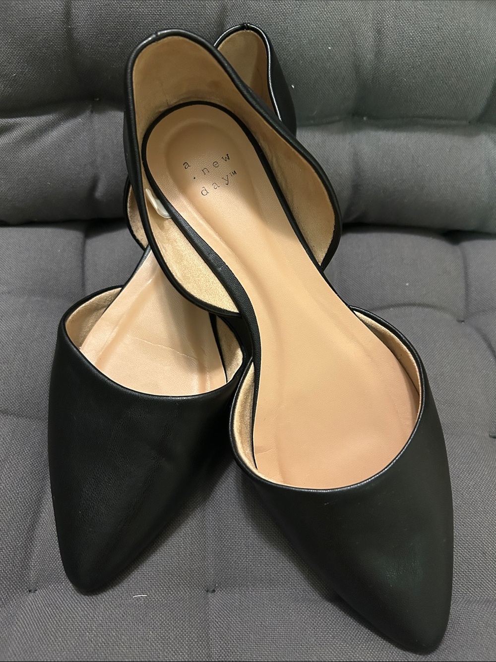 a new day Black Pointed D'Orsay Flats